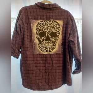 UPCYCLED PURPLE FLANNEL WITH PURPLE LEOPARD SKULL  SZ 18/20